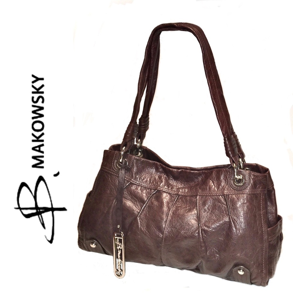 B MAKOWSKY cordovan leather hobo
